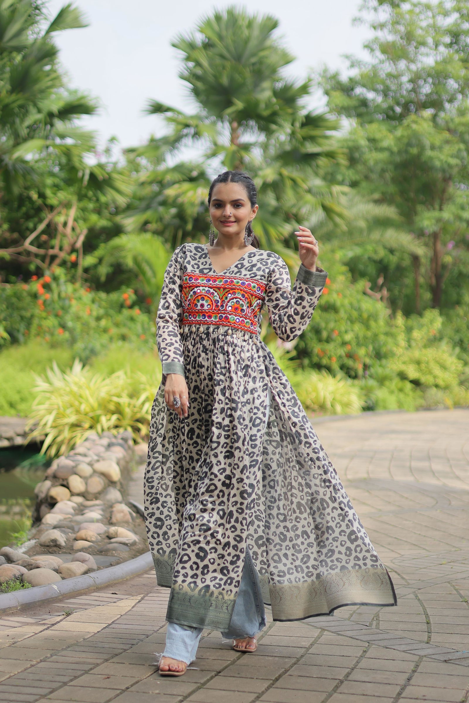 KA 1131 Art silk With Kutchi Gamthi Work Navaratri Kurtis Wholesale Shop In Surat
